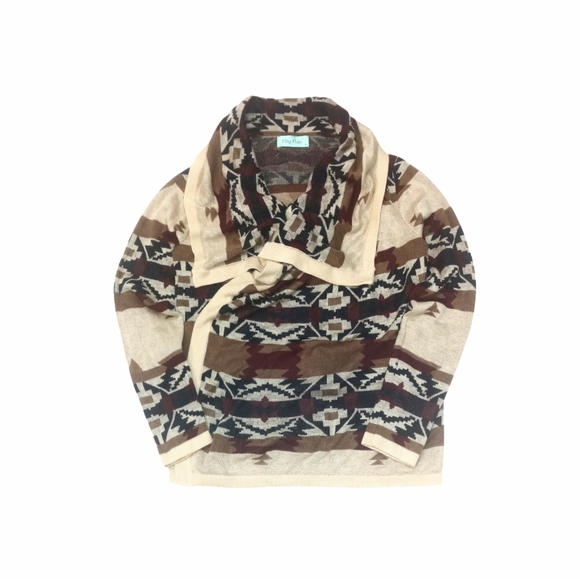 Filly Flair Sweaters - Western Aztec Print Wrap Cardigan